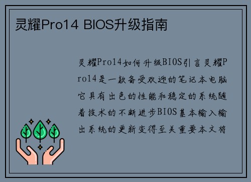 灵耀Pro14 BIOS升级指南